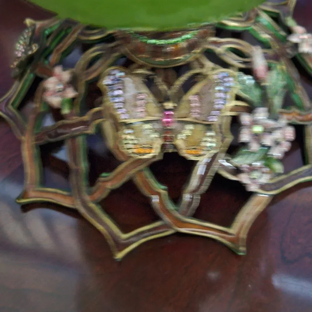 STATEMENT JAY STRONGWATER BUTTERFLY FLOWER CRYSTAL ENAMEL VASE CENTERPIECE OBJET